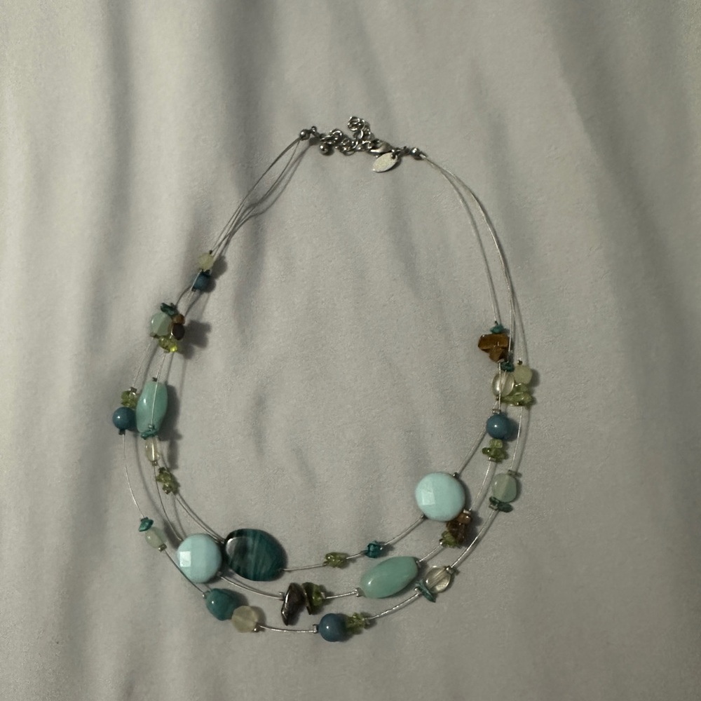 Lia Sophia Multi-Strand Necklace with Blue and Green Beads